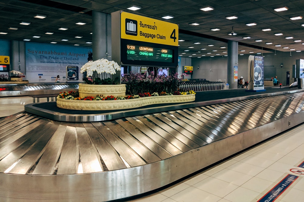 Luggage carousel at the airport in Thailand